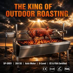 <span class=keywords><strong>Girarrosto</strong></span> Elettrico Certificato CE 88cm in Acciaio Inox con Rotazione Automatica per Barbecue a Carbone, Agnello Intero, Maiale, Griglia da Esterno - Product Image 1