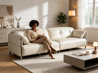 Ensemble de meubles de salon de luxe moderne, nouveau design, canapé inclinable avec porte-gobelets, fonction USB, en cuir électrique