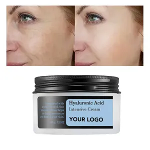 Crema hidratante facial antienvejecimiento con logotipo personalizado, crema hidratante de ácido hialurónico intensivo blanqueador de etiqueta privada