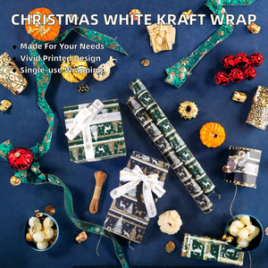 Wholesale Virgin 80g Christmas <b>White</b> Coated Silicone Disposable Kraft <b>Paper</b> 43*300cm 100GSM Gift Luxury Custom Packaging - Product Image 2