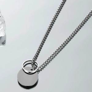 Collana Lunga Unisex Hip Hop in Acciaio Inossidabile con Catena a Maglia Diamantata Semplice, Stile Bambù, con Anello e Ciondolo Incidibile - Product Image 1