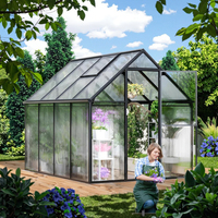 Kit de serre moderne en aluminium de grande taille pour l'extérieur, 1 à 8 unités, facilement assemblable, structure métallique, verre, polycarbonate, jardin vert