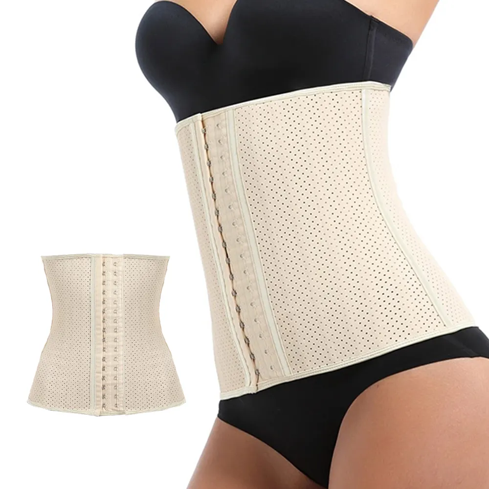 Runyi Comfortable Latex High Quality 3 Rows Hooks Latex Waist Trainer 9 Steel Boned Corset