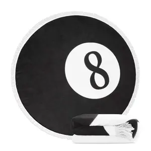 Fun 8 Ball Round Towels for Beach Pool Surfing Outdoor Yoga Meditation Blanket Throw Beach Rugs