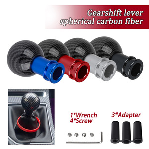 Pomo de palanca de cambios universal de aleación de aluminio estilo fibra de carbono para coche, manual/automático, con adaptador, tornillos y llave - Product Image 2