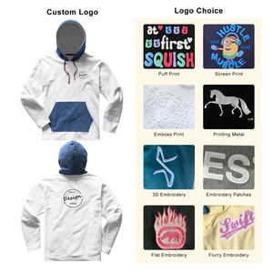 Étiquette personnalisée Nouveau élégant 85 coton 15 Polyester Anti-boulochage Coupe ample Pull à épaules tombantes Sweat à capuche épissé deux tons pour hommes - Product Image 3