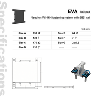 Componente de Amortiguación Aislante para Rieles EVA, para Sistema de Fijación W14HH con Riel 54E1, EN 13481-2