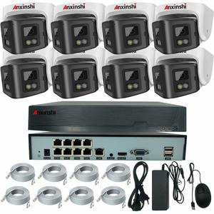 Anxinshi ชุดกล้องไอพี180 ° มุมกว้าง2เลนส์4MP 8CH พร้อมตัวกล้องมนุษย์และระบบกล้องวงจรปิดตรวจจับยานพาหนะ - Product Image 1