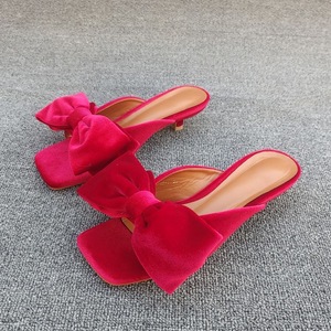 Sandales de luxe 3CM pour femme, style claquettes, avec nœud, talons chaton, chaussures tendance - Product Image 3