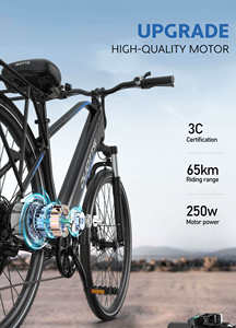 Vélo électrique urbain DUOTTS C29 Lite, autonomie 65 km, moteur 250 W, pneus 27,5 pouces, <span class=keywords><strong>porte</strong></span>-bagages arrière, pour adultes - Product Image 3