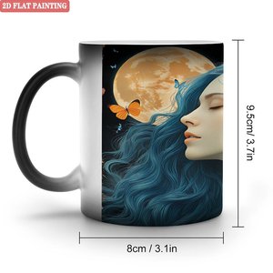 Modern Dining <b>Table</b> Decor Mug 11oz Frosted Black Ceramic Heat <b>Activated</b> Coffee Cup - Product Image 1