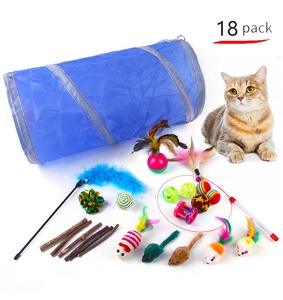 Kattentunnel Multi-Style Combinatie Katten Speelgoed Kattenstok Bel Bal Interactief 18 Stuks per Set - Product Image 1
