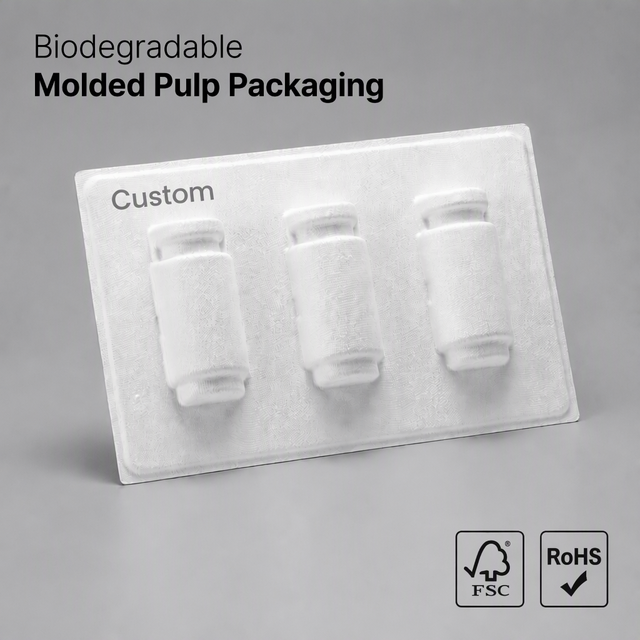 Molded Pulp Insert Tray Recycled Fiber Liner Biodegradable  Sugarcane Bagasse Protective Packaging for Medical Bottle