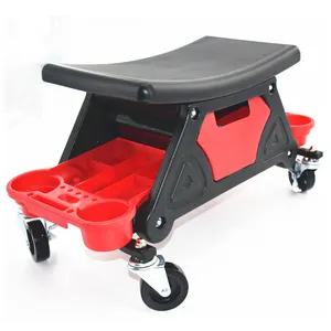 Car Wash Tool Auto Detailing Rolling Stool Creeper Seat with Tools Organizer and Extra Storage Trays
