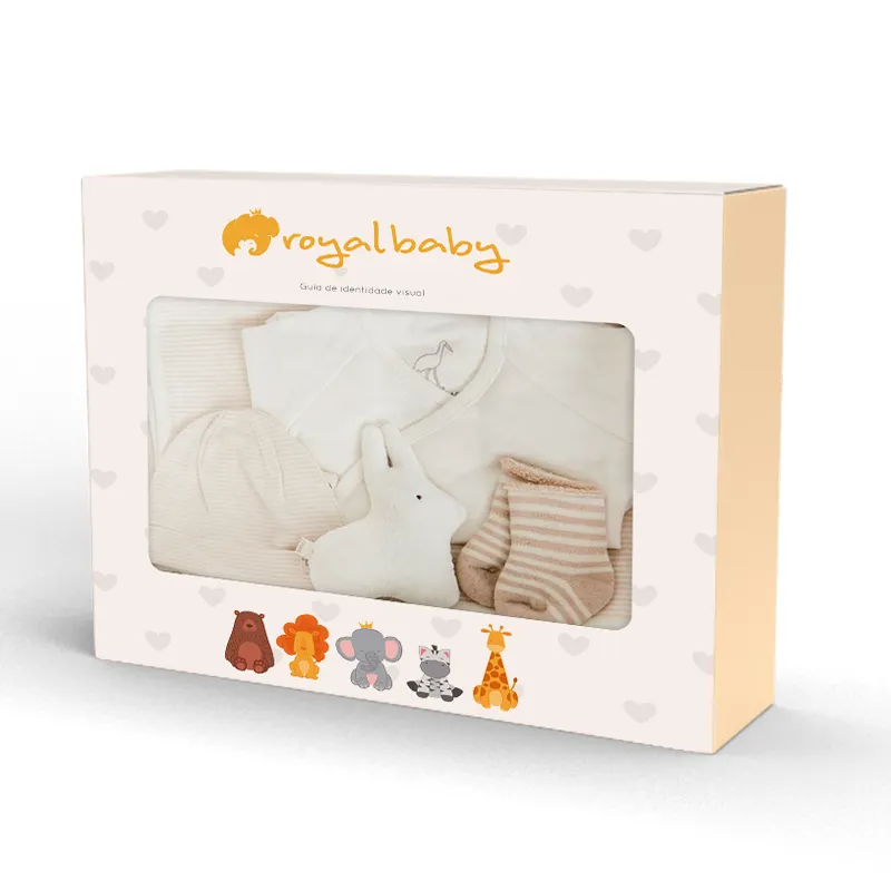 Benutzer definierte Luxus gedruckt umwelt freundliche Recycling-Papier Neugeborene Kleidung Geschenk box Musselin Wickel decke Box Baby kleidung Verpackung