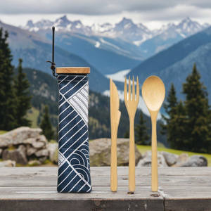 Xách Tay Tre Muỗng Đũa Bộ Dao Kéo Nhật Bản Phong Cách Cắm Trại Bộ Đồ Ăn Món Quà Đẹp Du Lịch Nguồn Cung Cấp Nhà Bếp - Product Image 4