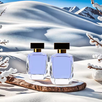 Nouvelle conception – Flacon de parfum carré plat transparent de 100 ml, rechargeable, vide, personnalisable avec pompe pulvérisatrice et couvercle