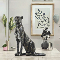 Statues modernes en poudre d'argent en résine imprimée léopard, modèle animal artisanal pour la décoration intérieure de la maison, accessoires de bureau, thème Anime