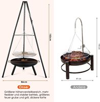 Support de cuisson pivotant en acier inoxydable pour brasero de camping, idéal pour grillades sur trépied