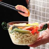 Bol à salade en verre borosilicate résistant à la chaleur personnalisé avec poignée Sans plomb Sans BPA Fait à la main Écologique Vaisselle pour micro-ondes