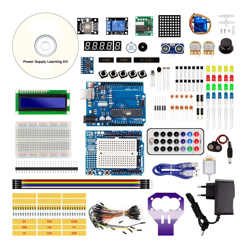 Инструменты для обучения Rf Arduino Super Starter Kit, включая макетный шаговый двигатель Sg90 сервопривод, джемпер с ЖК-дисплеем, совместим с комплектом Arduino