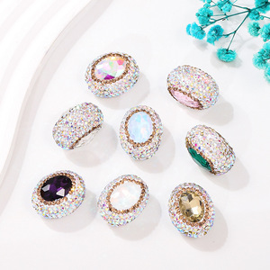 <span class=keywords><strong>Perles</strong></span> ovales <span class=keywords><strong>en</strong></span> argile souple pavées de strass, grandes <span class=keywords><strong>perles</strong></span> de cristal <span class=keywords><strong>en</strong></span> forme d'œuf de colombe à trou droit pour accessoires de bijoux DIY - Product Image 1