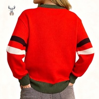 Pull tricoté drôle et original pour femme, col rond, rouge, pour Noël et les fêtes d'hiver, personnalisable