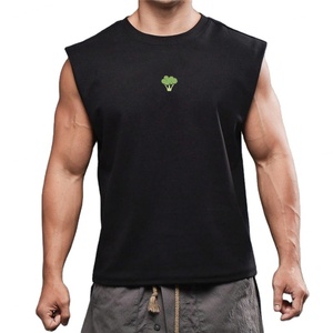 เสื้อกล้ามถักนิตติ้งผ้าฝ้าย 100% สำหรับผู้ชาย ไซส์พลัส แห้งเร็ว สไตล์ไฮสตรีท สีตามสั่ง ปรับแต่งได้ - Product Image 1