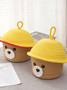 Panier de rangement unique en <span class=keywords><strong>corde</strong></span> de coton tissé mignon pour bébé jouet tissé étagère fourre-tout de rangement doux organisateur de placard mini - Product Image 2