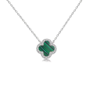 Colgante de flor de la suerte chapado en oro de 18 quilates de acero inoxidable de alta calidad, collar de ágata Natural para hombres y mujeres, accesorios - Product Image 2