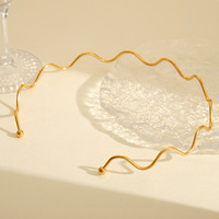 Collar de Acero Inoxidable con Baño de Oro 18K, Diseño Geométrico Irregular y Ondulado, Estilo Ins Cold Wind, para Mujer
