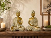 Vente en gros de figurines de Bouddha thaïlandais en résine dorée pour la méditation, décoration zen pour la maison, le bureau, la table, l'étagère, le bureau, la décoration