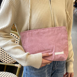 Logotipo de etiqueta privada personalizado de gran capacidad, nuevo maquillaje de pana, artículos de tocador cosméticos, bolsa organizadora con cremallera, monederos para mujer - Product Image 3