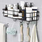 Estante de Baño Montado en la <span class=keywords><strong>Pared</strong></span> con Ganchos - Cesta Metálica para Ducha, Toallero para Artículos de Aseo, Jabón y Herramientas de Limpieza en el Baño o Dormitorio - Product Image 2