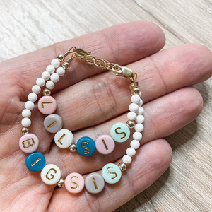 Braccialetto personalizzato mamma gioielli regalo con nome personalizzato lettere braccialetto di perline per bambini braccialetti per bambini - Product Image 2