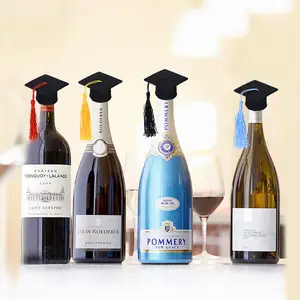 Novo atacado personalizado garrafa de vinho decoração ornamento regalia festa graduação chapéu 5.5*5.5 cm pequeno mini cap doutorado