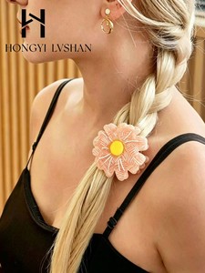 Barrettes à cheveux vintage en acétate à motif floral rose, antidérapantes - Product Image 5
