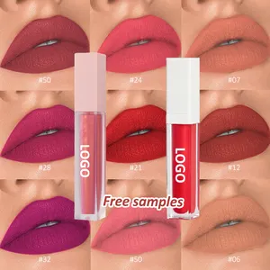 Grosir Label Mode Pribadi Wanita Logo Khusus Vegan 43 Warna Kosmetik Pigmen Tinggi Tahan Air Lipstik Cair Matte