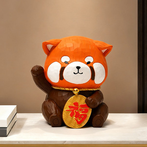 Little Panda Resin Ornament Red Panda Shape Artistic Home Decoration Craft for Living Room Desktop Gift - Product Image 2