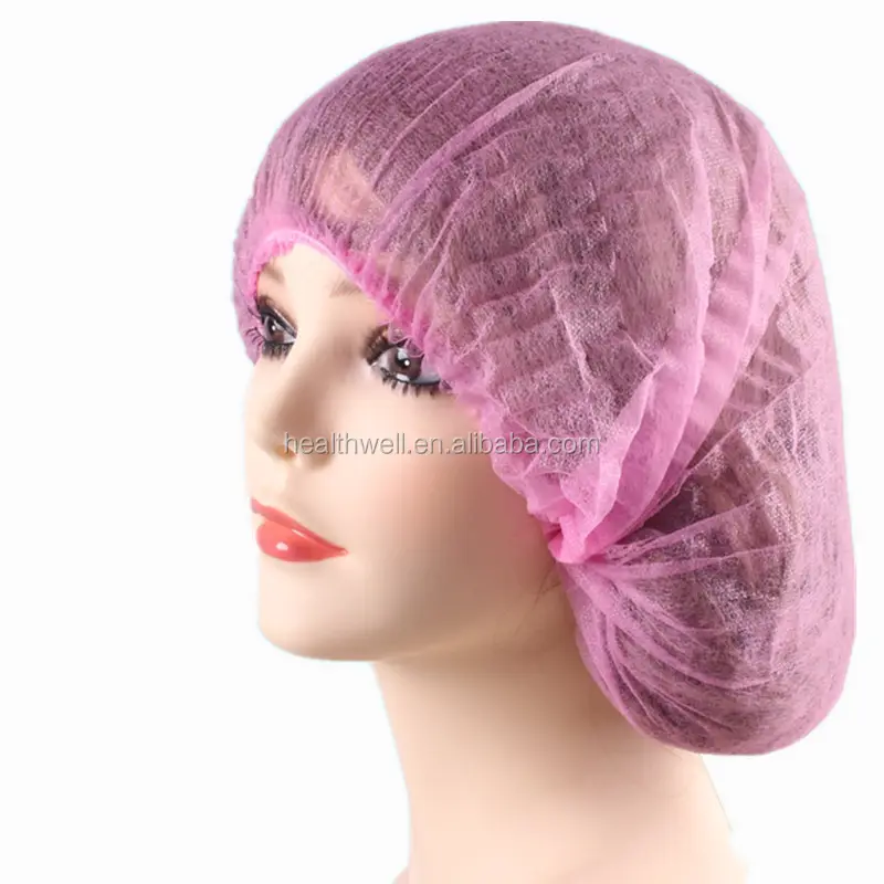 100 Pack 21" Disposable Non woven Bouffant Caps Hair Net for Hospital Salon Spa Catering and Dust-free Workspace (pink)