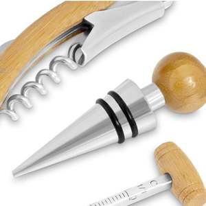 Sacacorchos de Vino de Bambú y Madera de Lujo Personalizado con Logotipo, Juego de Accesorios con Caja de Regalo - Product Image 5