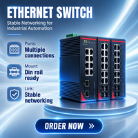 Switch Jaringan Ethernet Industri Tanpa Manajemen Tipe Din-Rail 4-Port/8-Port/16-Port RJ45 Plug-and-Play Rail-Mount 10 Mbps Tangguh