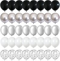 Ballons d'Halloween en latex noir et argent, 60 paquets, 12 pouces