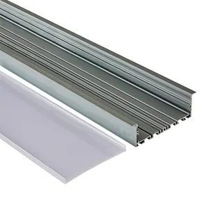 Saluran Led Aluminium Rekayasa Kustom Lebar 100X35Mm dengan Penutup Plastik untuk Lampu Linear Led