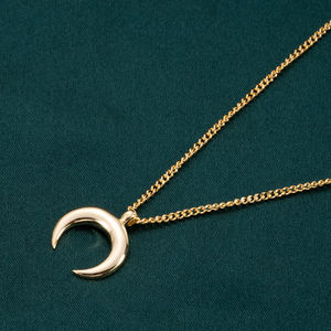 حار بيع مجوهرات 925 فضة 18k مطلية بالذهب عبر ربط سلسلة القرن نصف قلادة على شكل قمر قلادة للنساء - Product Image 1