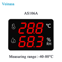 AS106 NUEVO Termómetro Digital con Pantalla LED de Pared, Higrómetro, Medidor de Temperatura y Humedad, Reloj Despertador, USB, OEM, Plástico