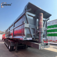 Semi-remorque benne arrière 3 essieux robuste avec vérin hydraulique pour le transport de déchets de construction et de marchandises