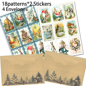 JAIIMAN 12 cartes 36 autocollants 4 enveloppes lapin inscriptible Cardstork bricolage artisanat Scrapbook <span class=keywords><strong>carte</strong></span> postale ensemble pour éphémères - Product Image 5