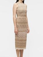 Robe longue pour femme, tenue de bureau quotidienne, nouvelle arrivée, style élégant, décontractée, col rond, sans manches, rayée, tricot ondulé, coupe ajustée
