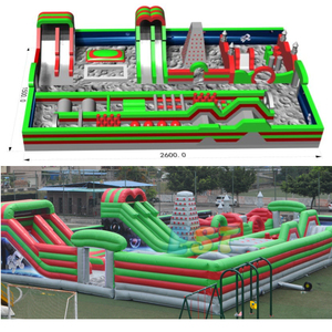 Terrain <span class=keywords><strong>de</strong></span> jeux extérieur commercial bon marché parc gonflable parc d'attractions gonflable parcours du combattant château gonflable avec toboggan pour les enfants - Product Image 1